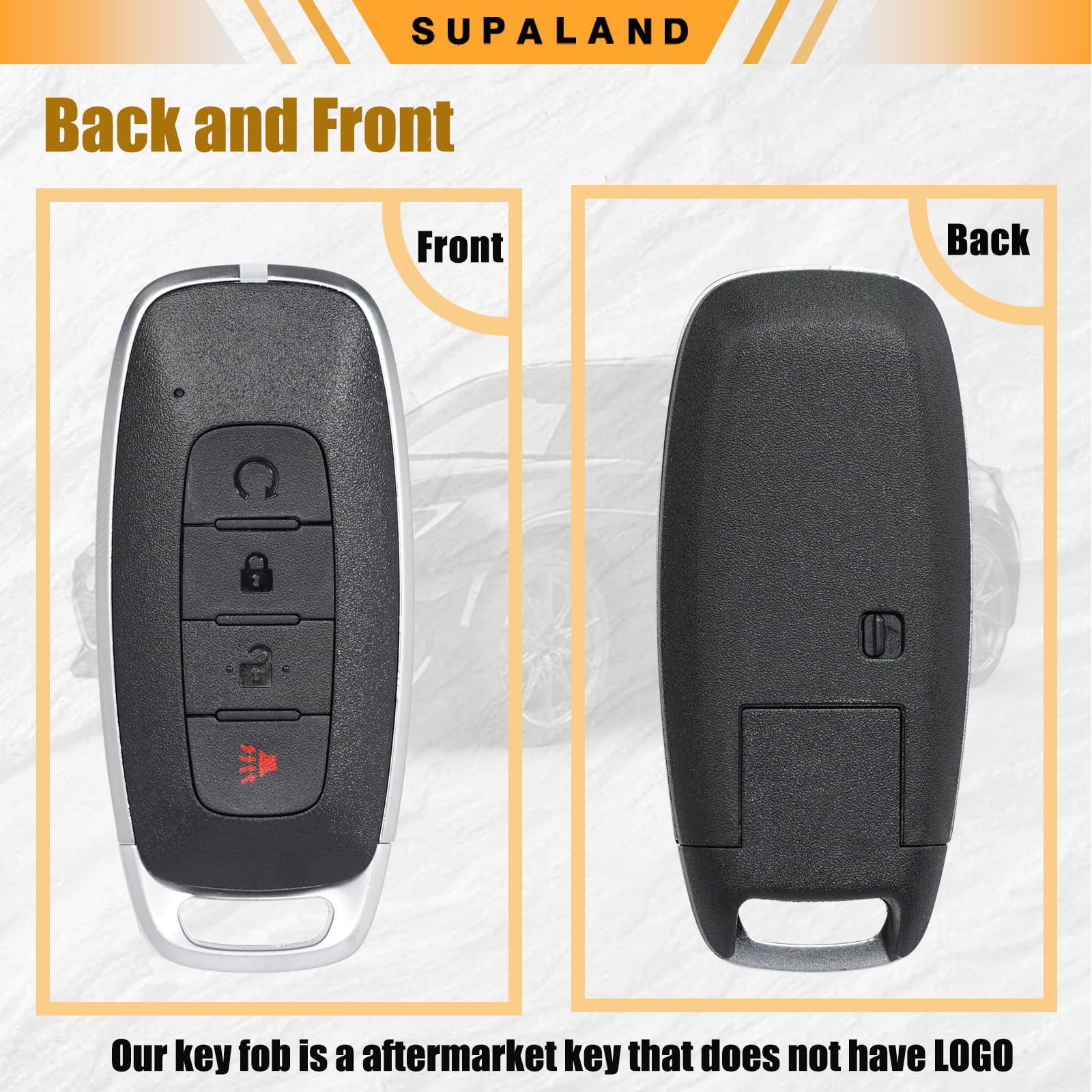 SUPALAND key fob near Nissan vehicle illustrating intended use