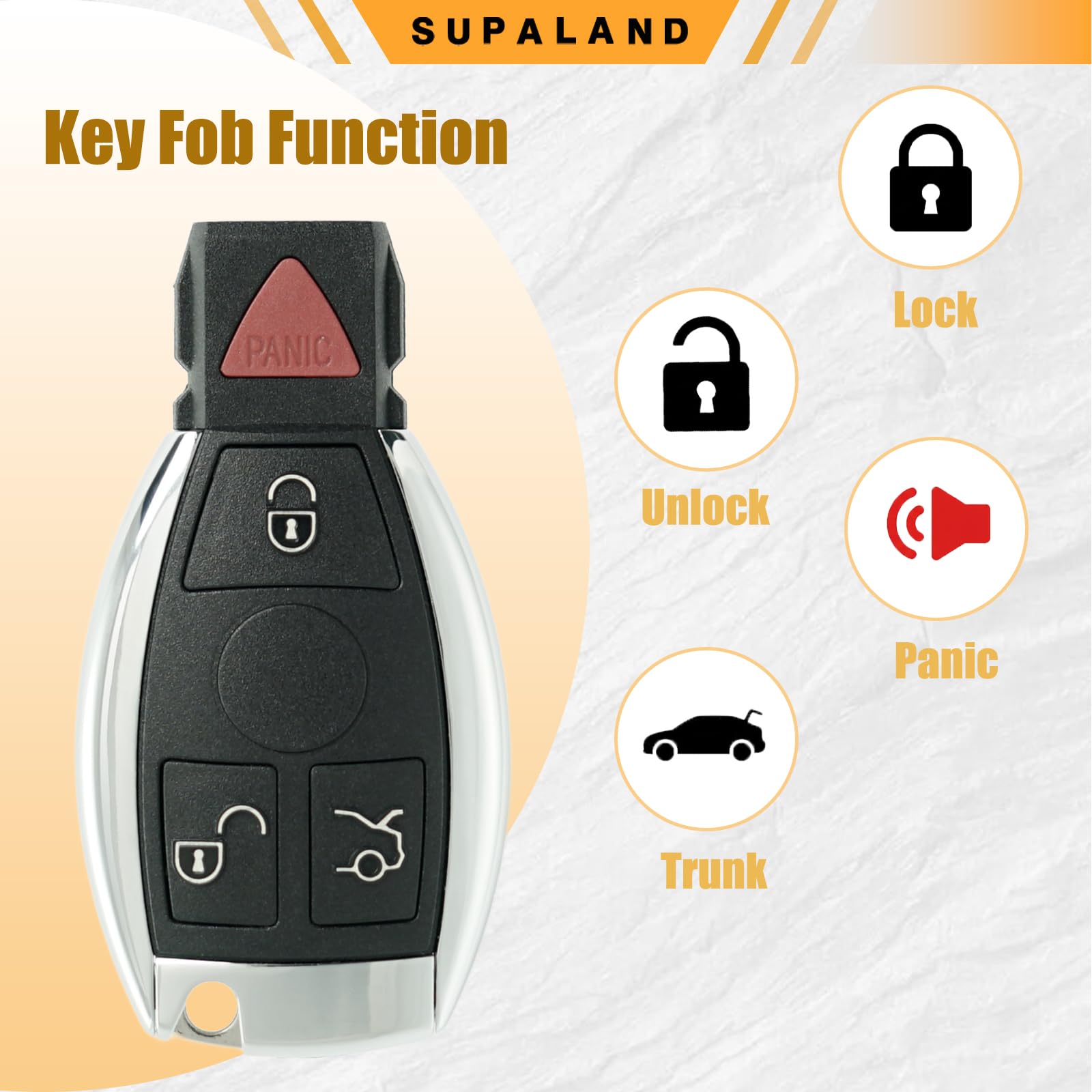 SUPALAND replacement fob beside original remote showing visual match for straightforward swap