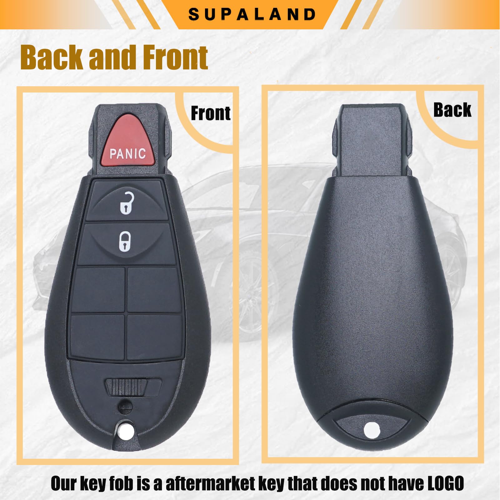 SUPALAND packaging and contents showing included fob and blank key benefit