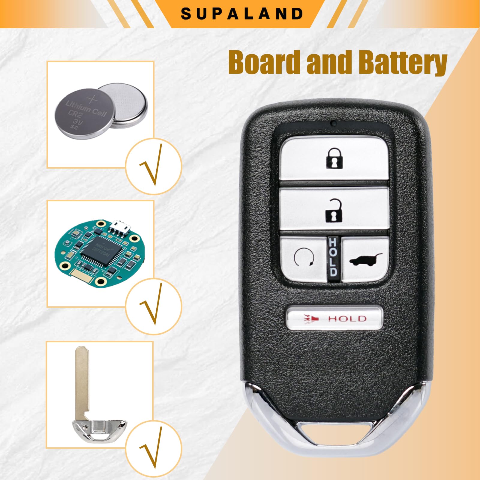 SUPALAND fob beside a ruler to show compact size and convenient portability