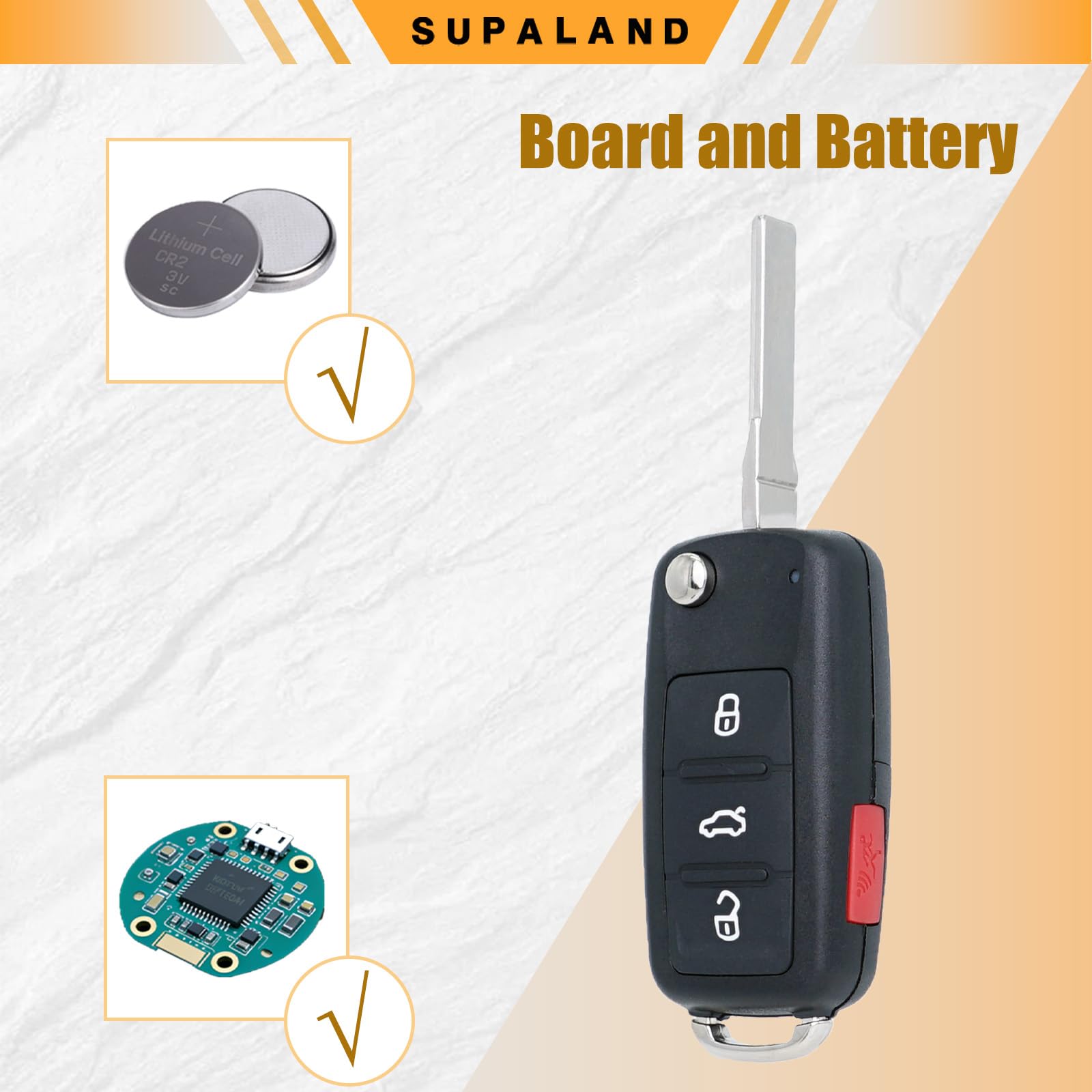 SUPALAND two fobs side-by-side displaying spare set for peace of mind