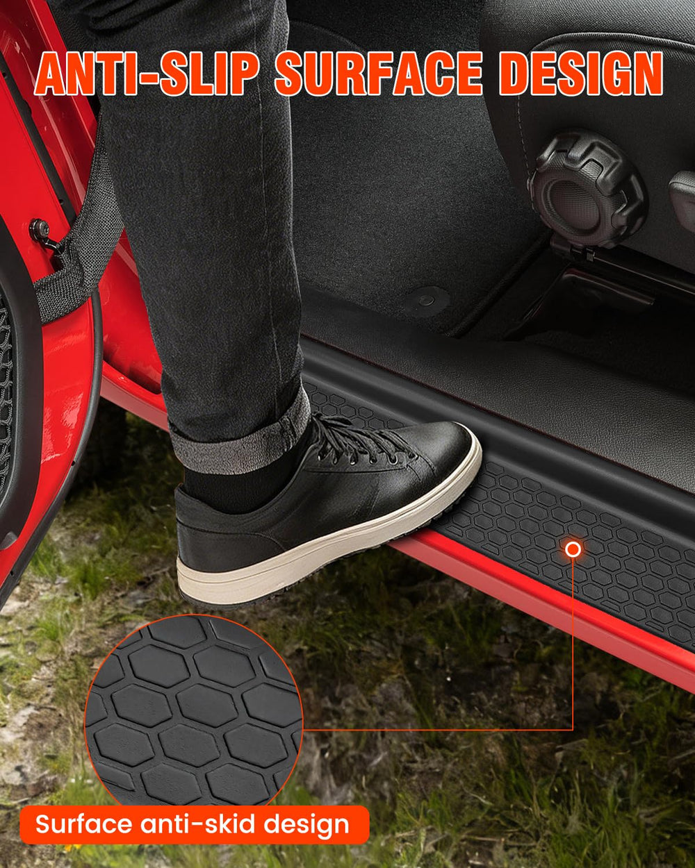 SUPAREE installed front sill on Jeep Wrangler protecting entry area