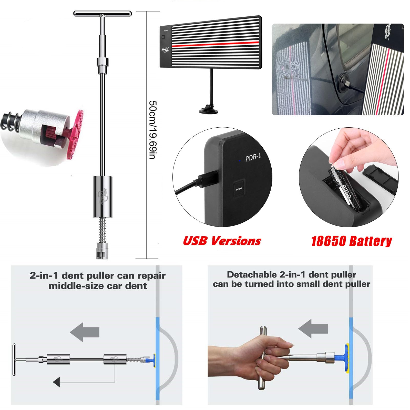 Super PDR dent lifter detailed view for precise small-dent removal