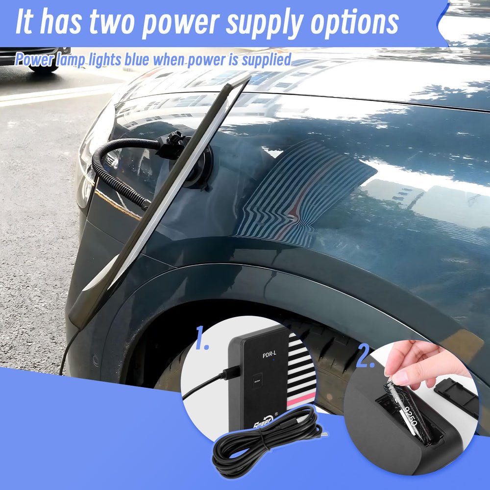 Super PDR used by technician correcting a door dent for faster, visible results