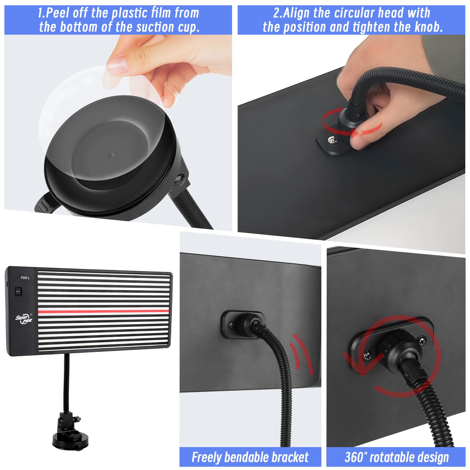 Super PDR with USB battery and cable shown for cordless, on-site power convenience