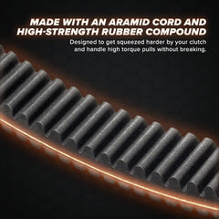 SuperATV belt close-up of aramid cord reinforcing threads for longer life
