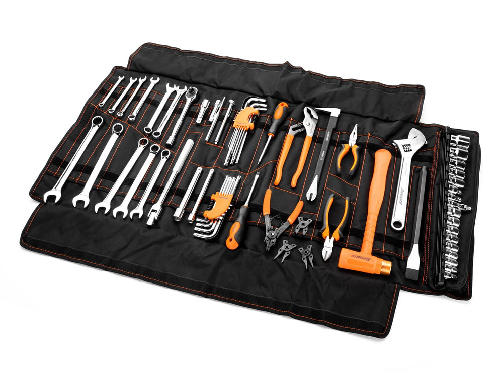SuperATV tool kit front opened showing organized sockets and drives for quick repairs