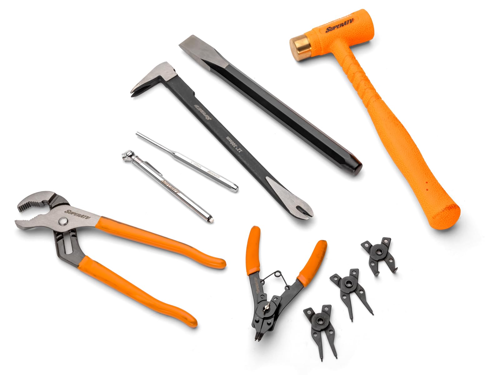 SuperATV tools being used on an ATV demonstrating fast roadside maintenance