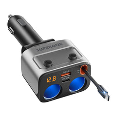SUPERONE front view showing ports and compact design for organized charging