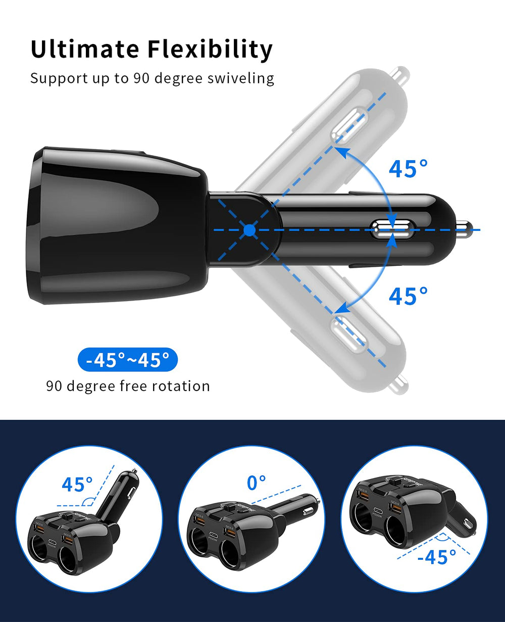SUPERONE socket in use on dashboard powering dash cam and fridge, supports multiple accessories
