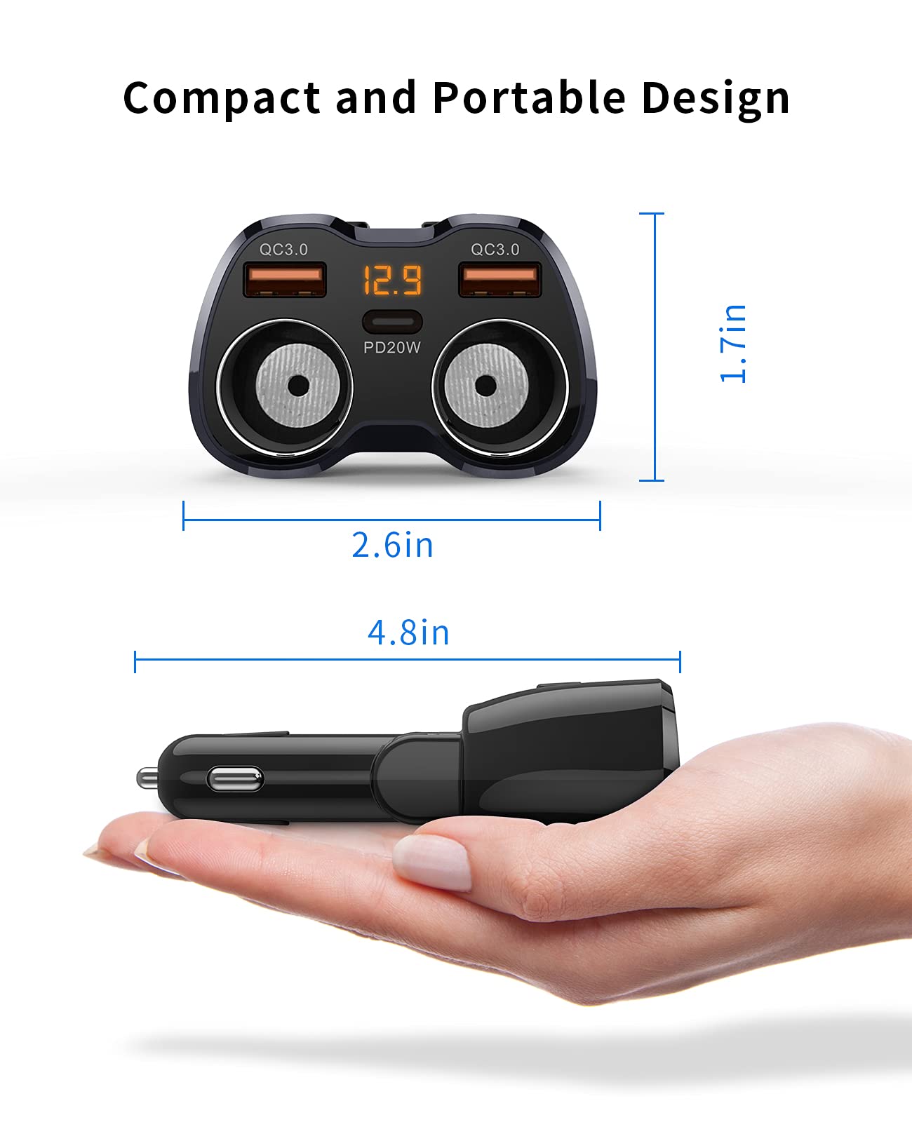SUPERONE USB ports detail with PD USB‑C and QC 3.0 ports, enables faster device charging