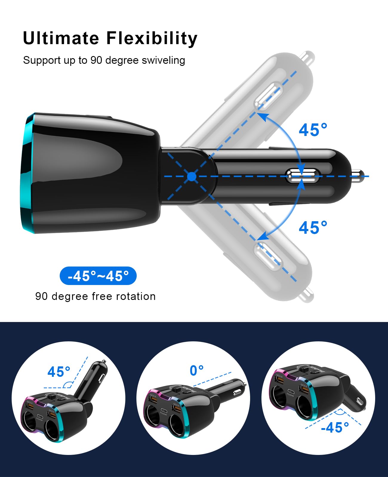 SUPERONE USB ports with cables charging multiple devices simultaneously