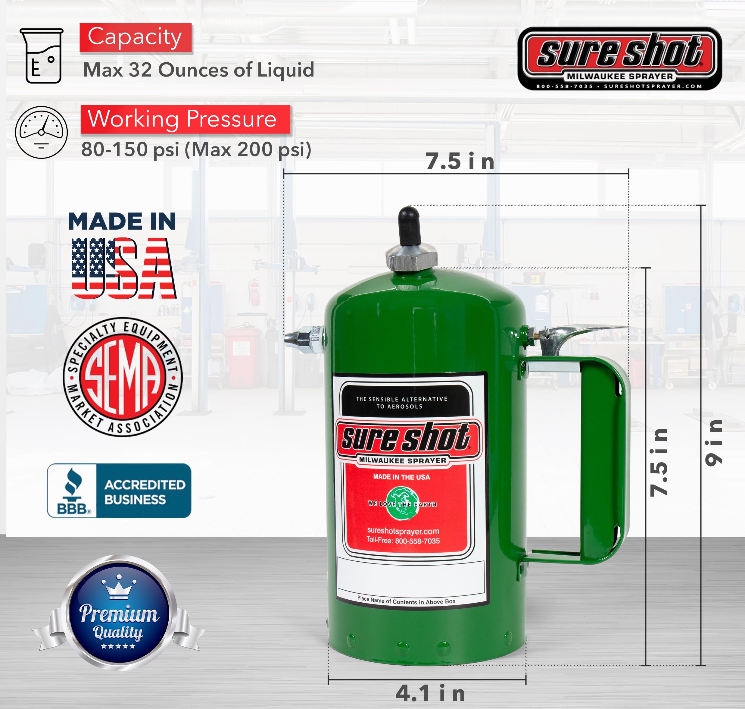 Sure Shot pressure valve and air-chuck fittings showing reliable pressurization control
