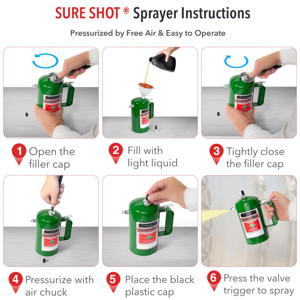 Sure Shot spraying mist in use demonstrating even coverage for degreasing tasks