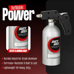 SURE SHOT nozzle close-up highlighting adjustable tip for precise spray control