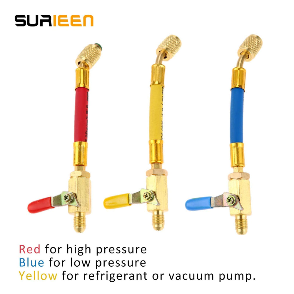 SURIEEN hoses beside a ruler showing 7-inch length for reduced refrigerant loss