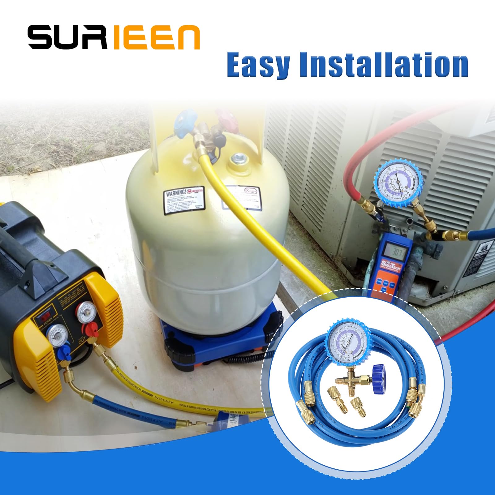 SURIEEN in use on AC unit demonstrating safe refrigerant access