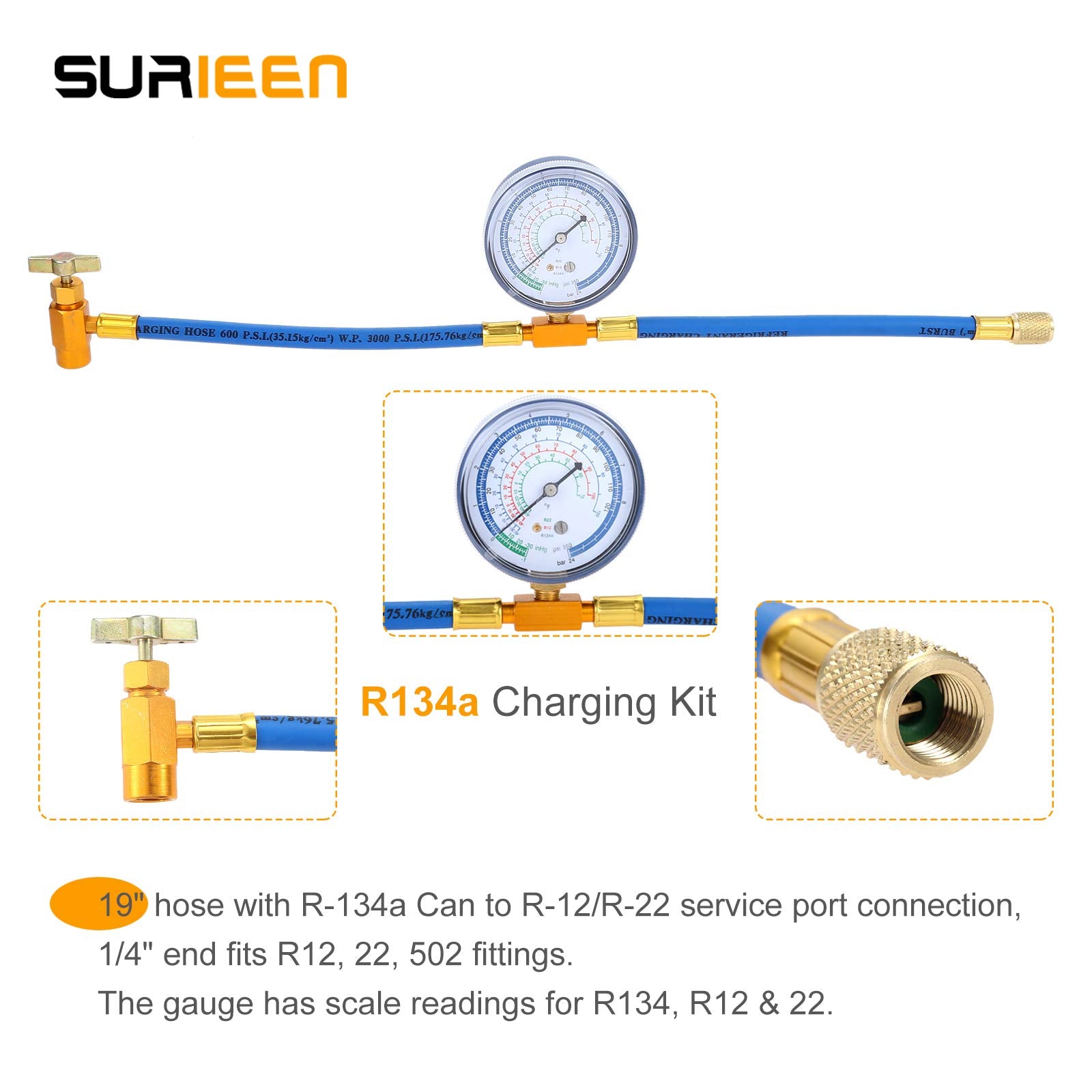 SURIEEN full kit components laid out to show included hose, valve, adapters, hex key