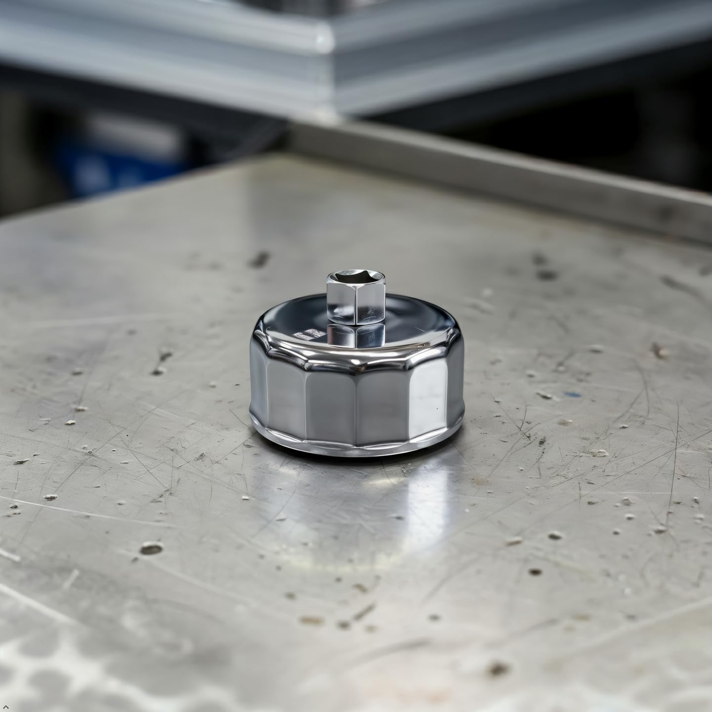 Suspenix FL-910S socket in use on oil filter to speed up filter changes benefit