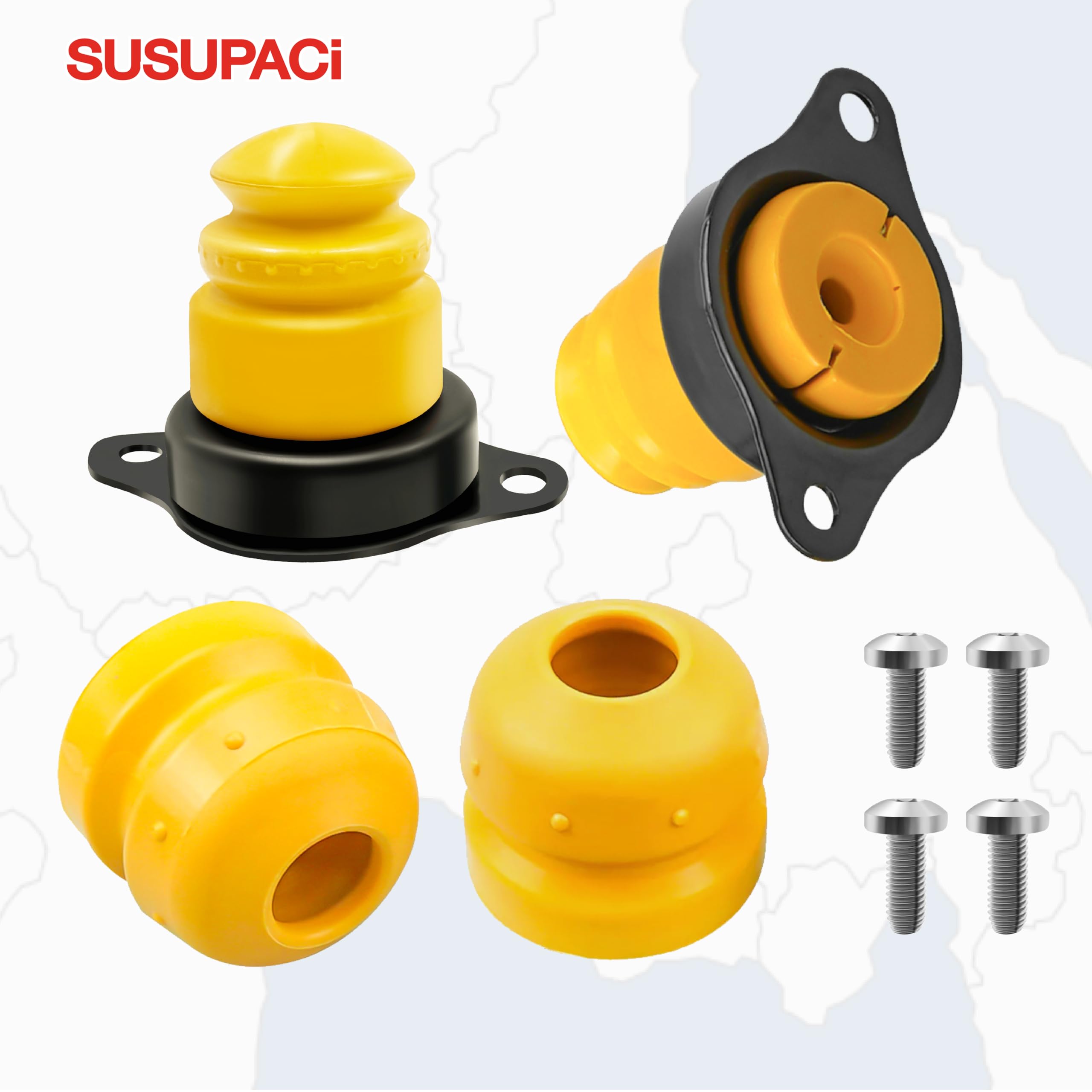 SUSUPACi full kit layout with screws showing all included parts for quick install