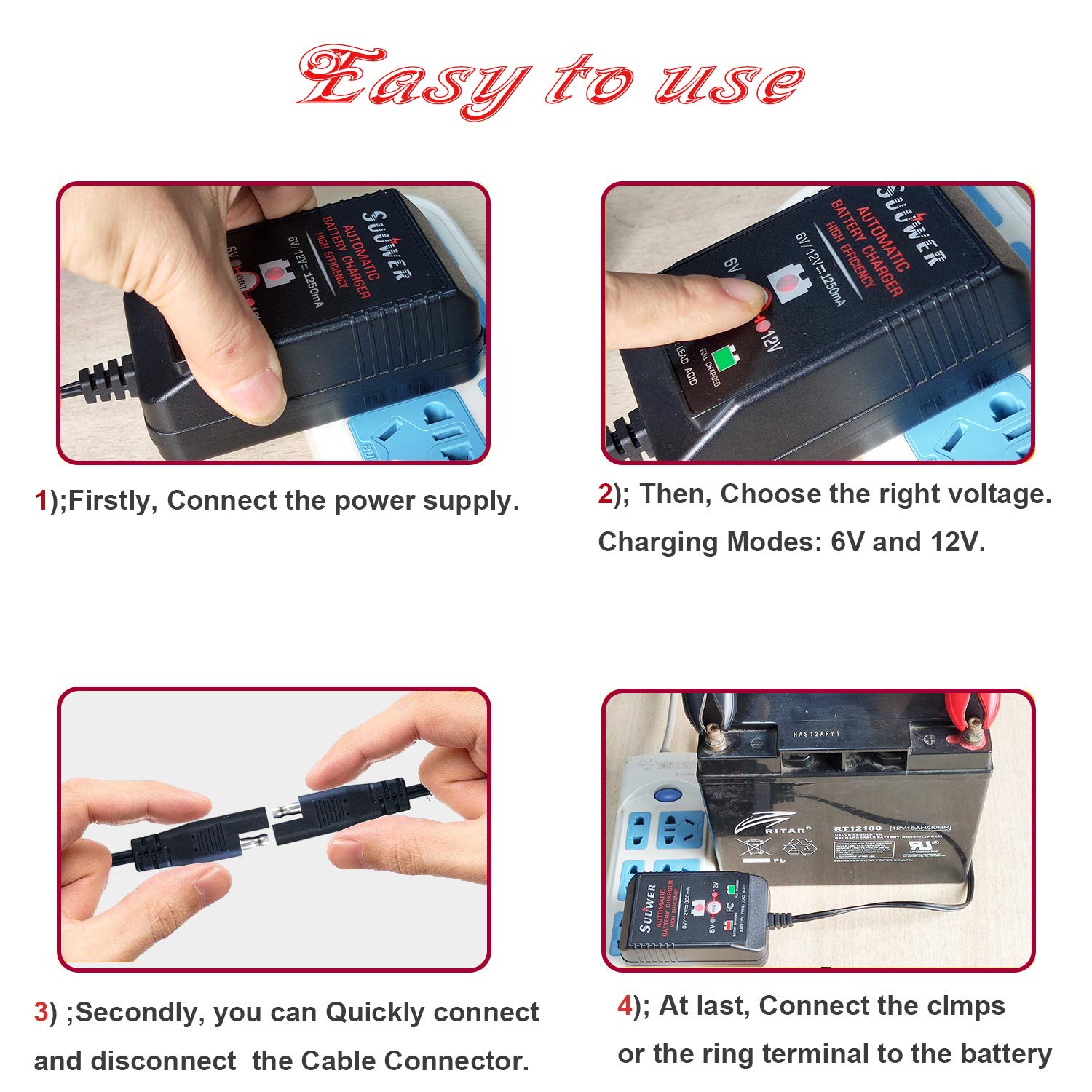 Suuwer in a garage on a workbench keeping seasonal vehicle batteries ready