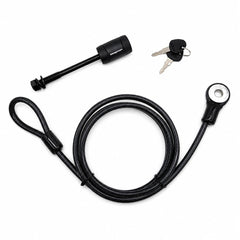 Swagman locking hitch pin front view showing chrome finish and secure fit