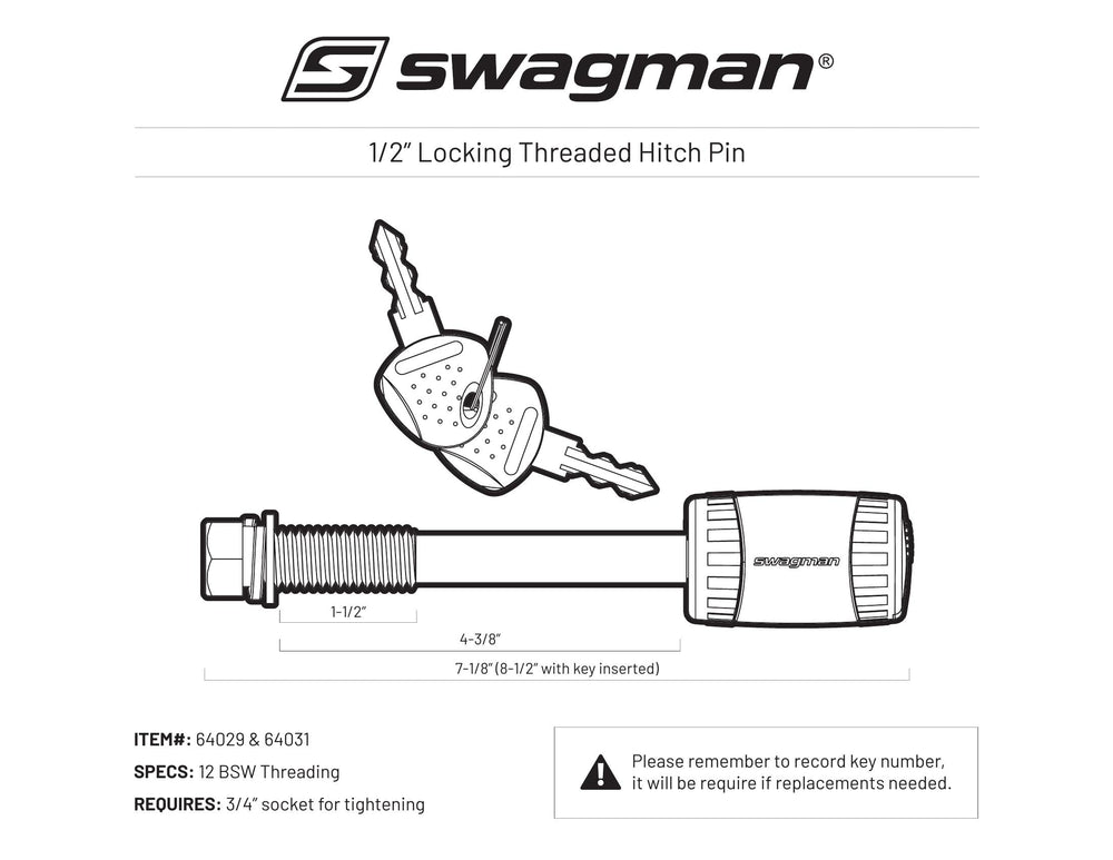 Swagman braided 10mm security cable looped through bike frame for theft deterrence