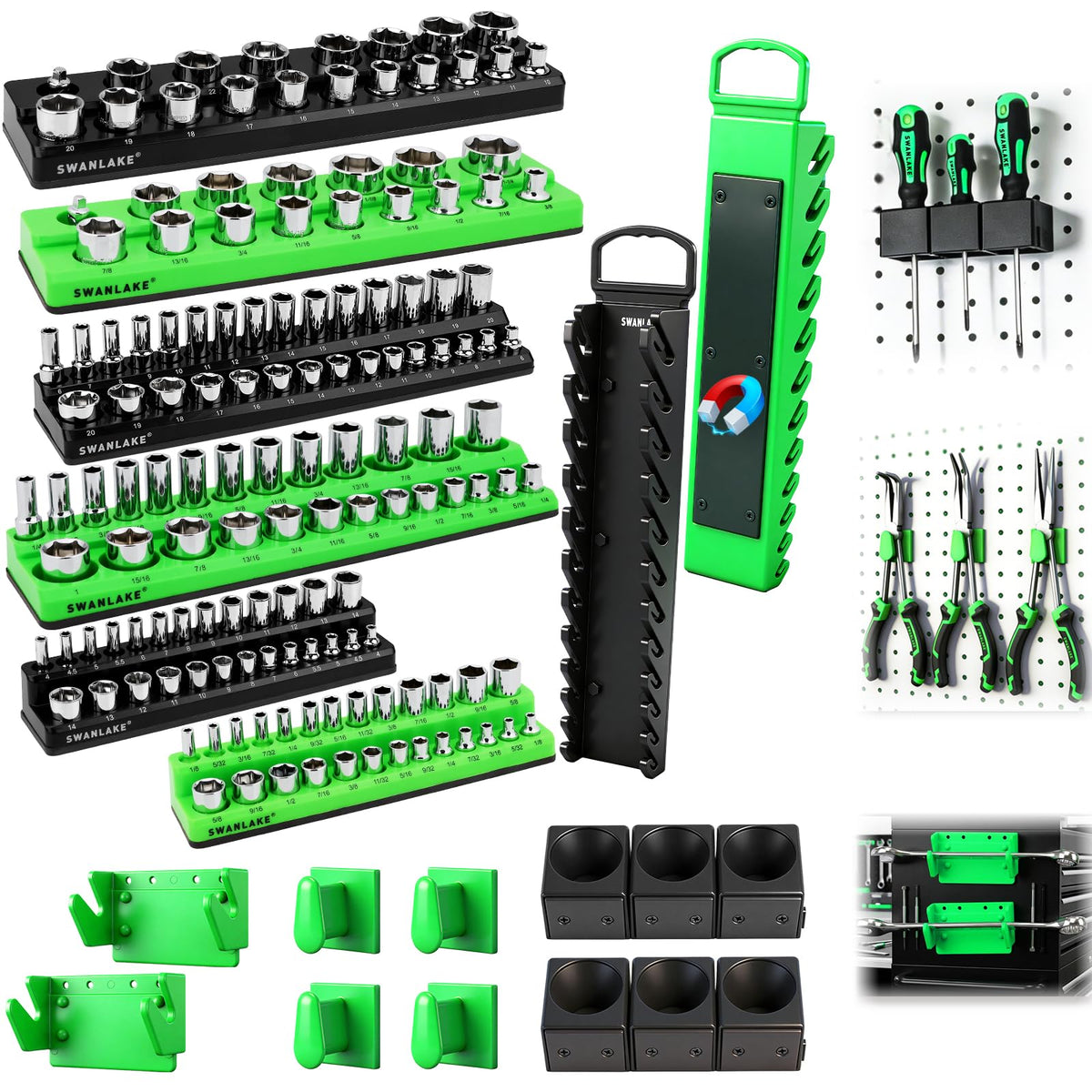 SWANLAKE GARDEN TOOLS front view showing full 20-piece set for quick access