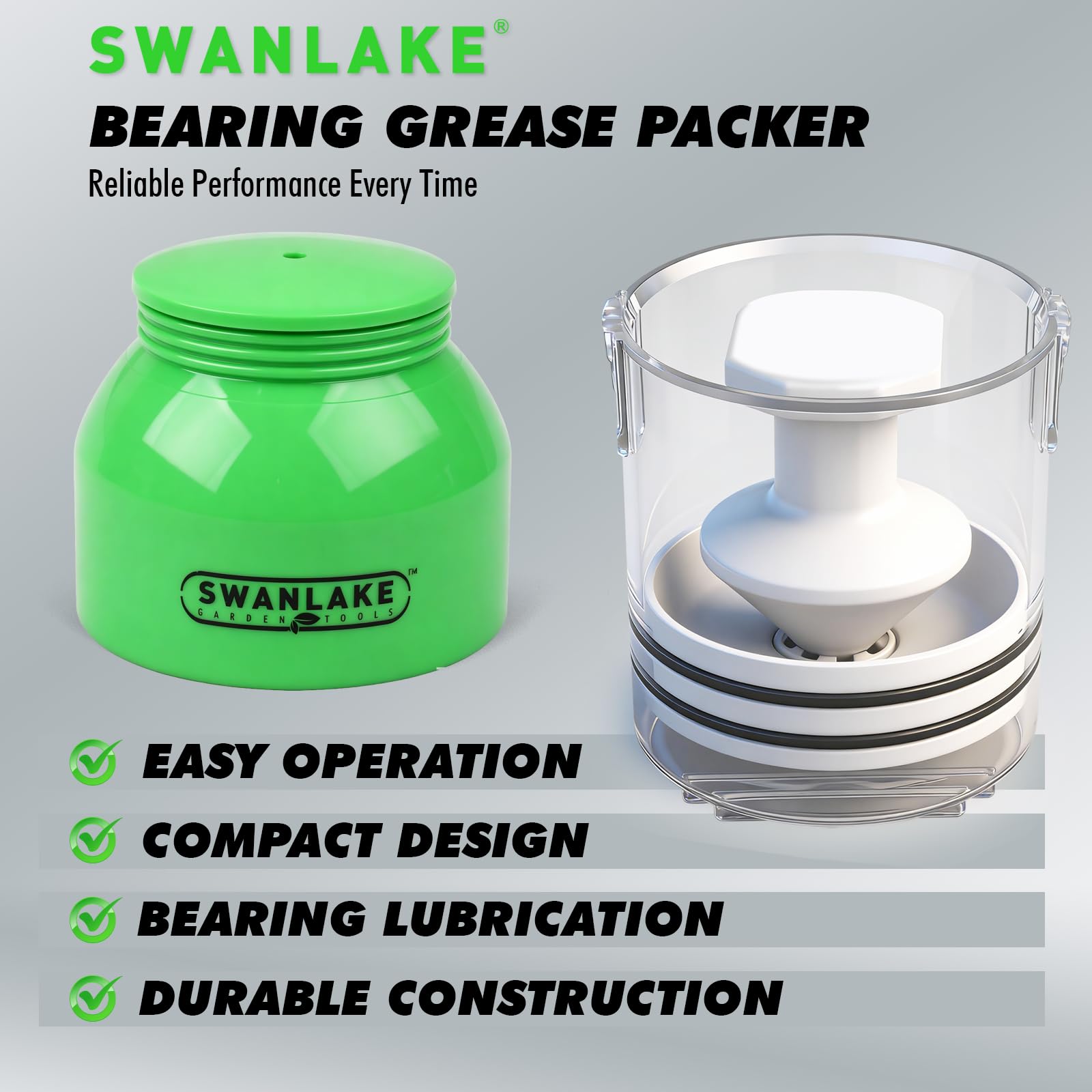SWANLAKE packed bearing detail showing thorough grease coverage benefit