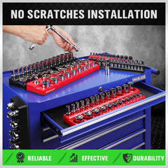 SWANLAKE GARDEN TOOLS loaded trays with sockets secured by magnets for safe transport