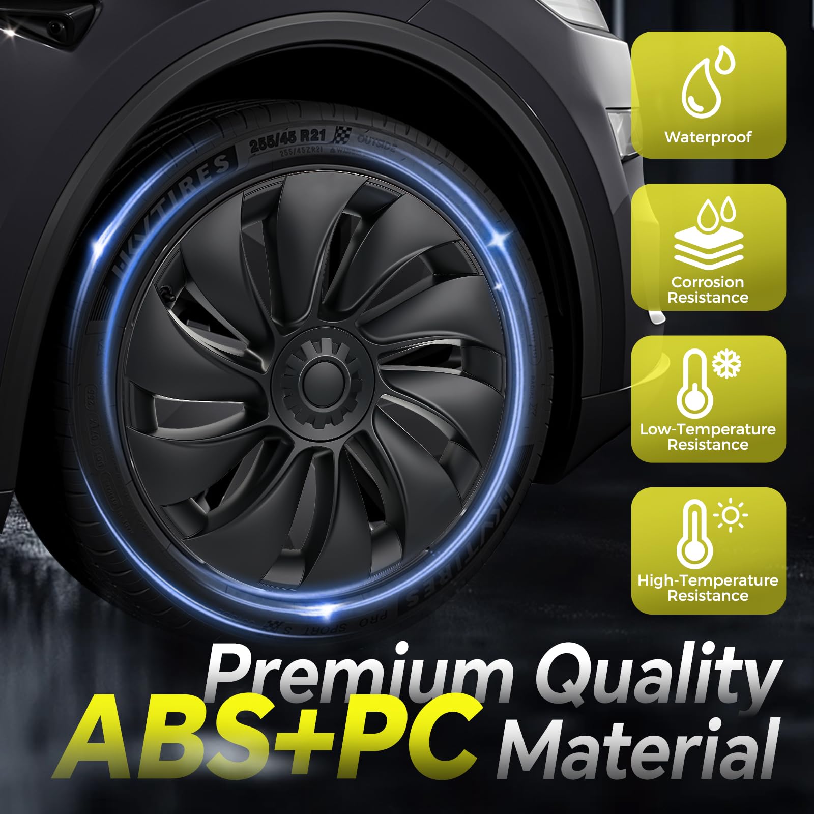 Sweetglow matte-black ABS texture detail, resists fading and road wear