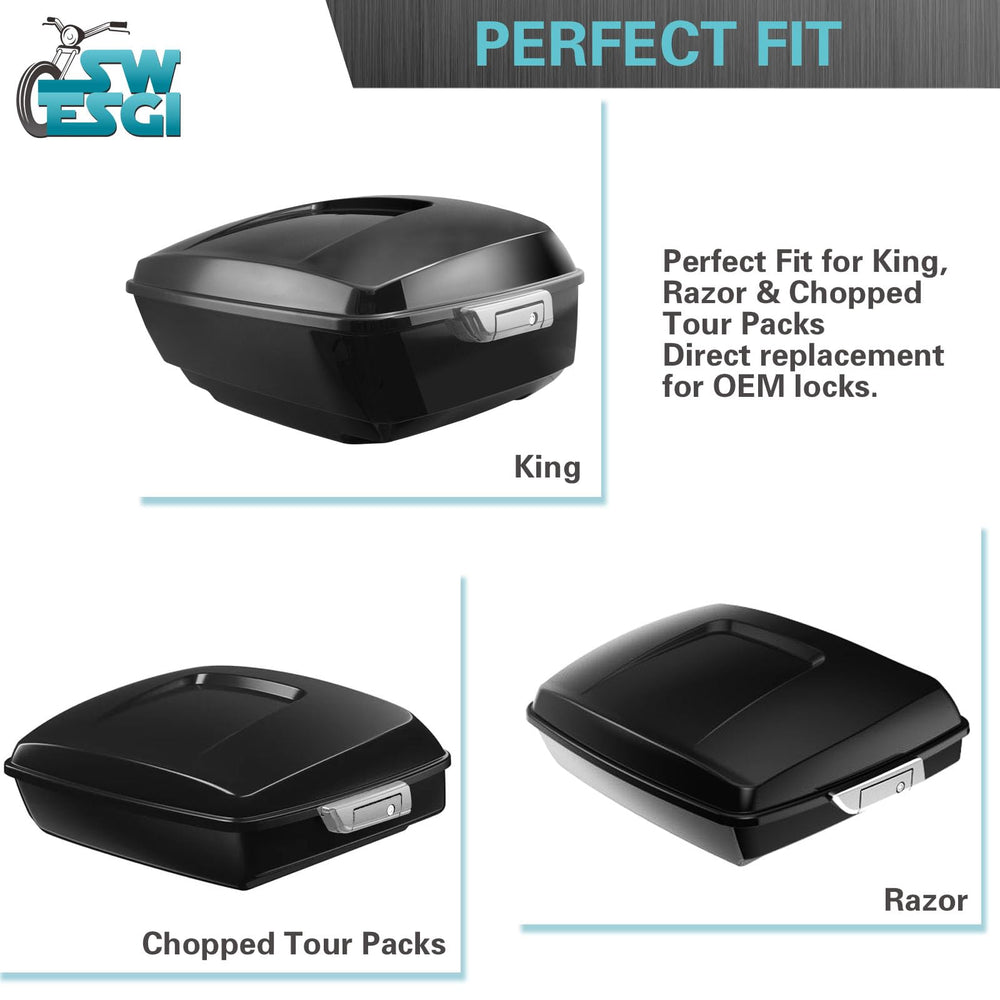 SWESGI trunk hinges detail showing durable zinc alloy construction and precise fit