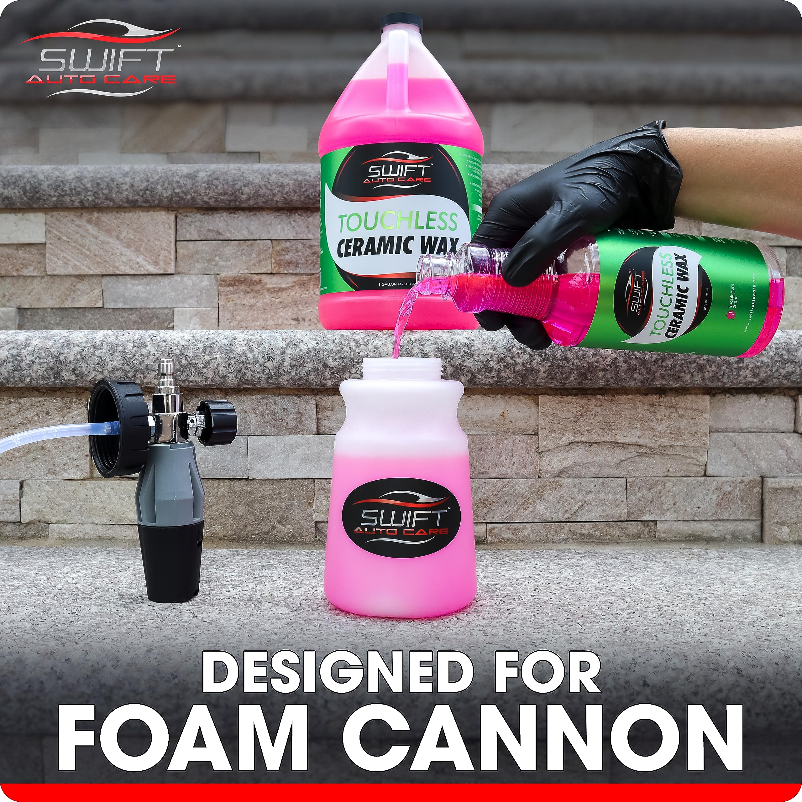 Swift Auto Care rinse-off action showing instant water beading benefit