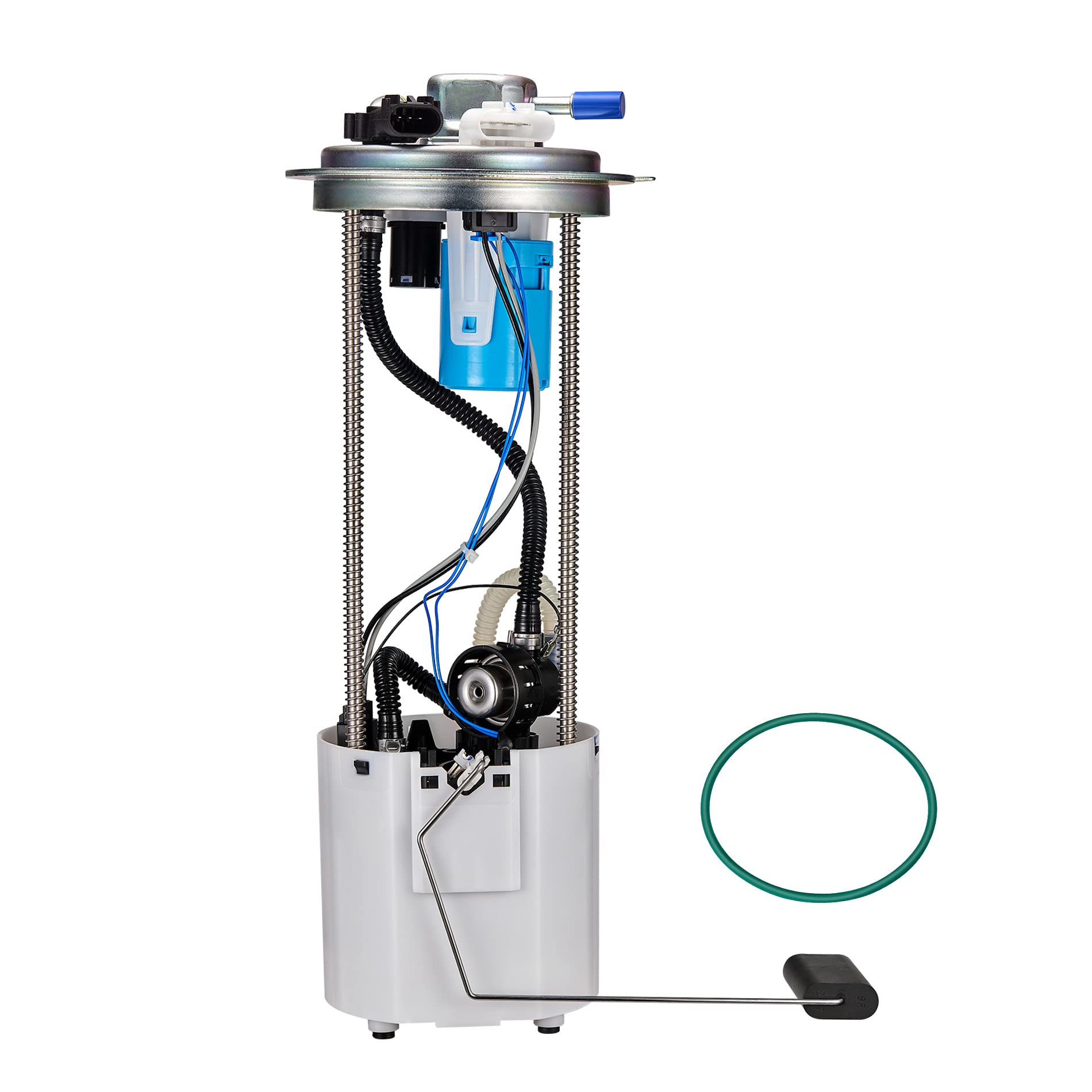 Swift-Run front view of fuel pump assembly showing connector and mounting flange for correct fit
