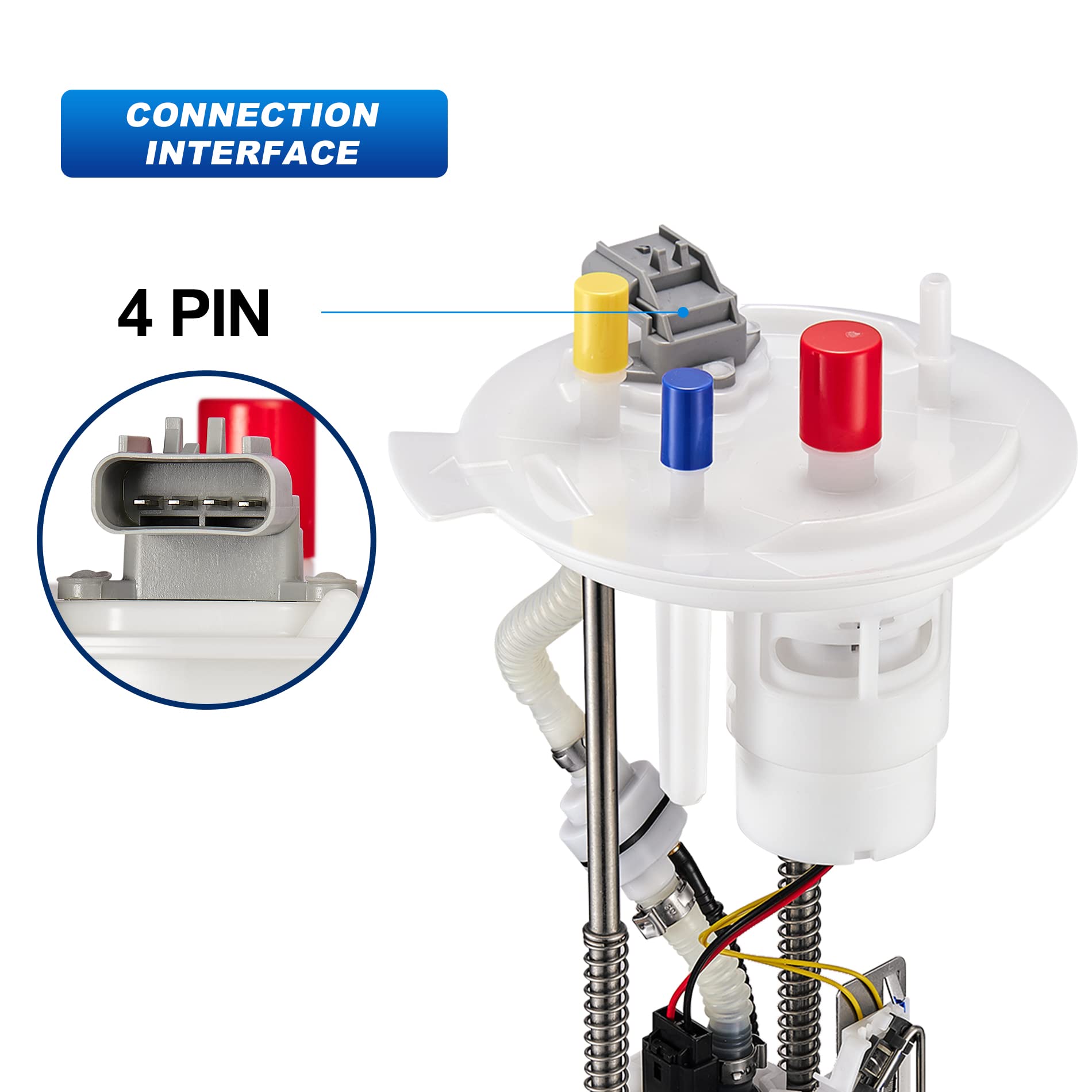 Swift-Run fuel pump wiring and connector detail ensuring correct electrical fit benefit