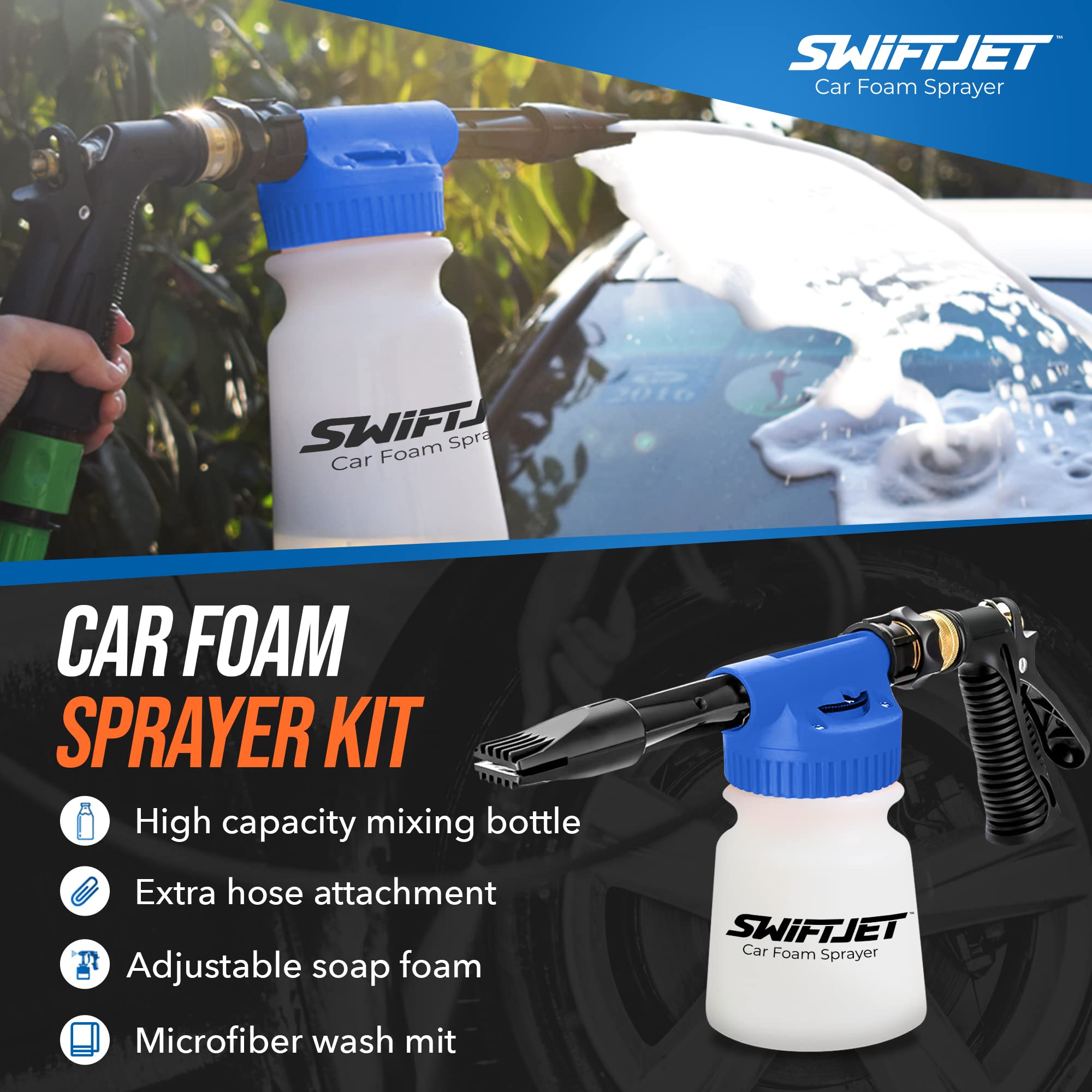 SwiftJet adjustable nozzle close-up for precise foam control benefit