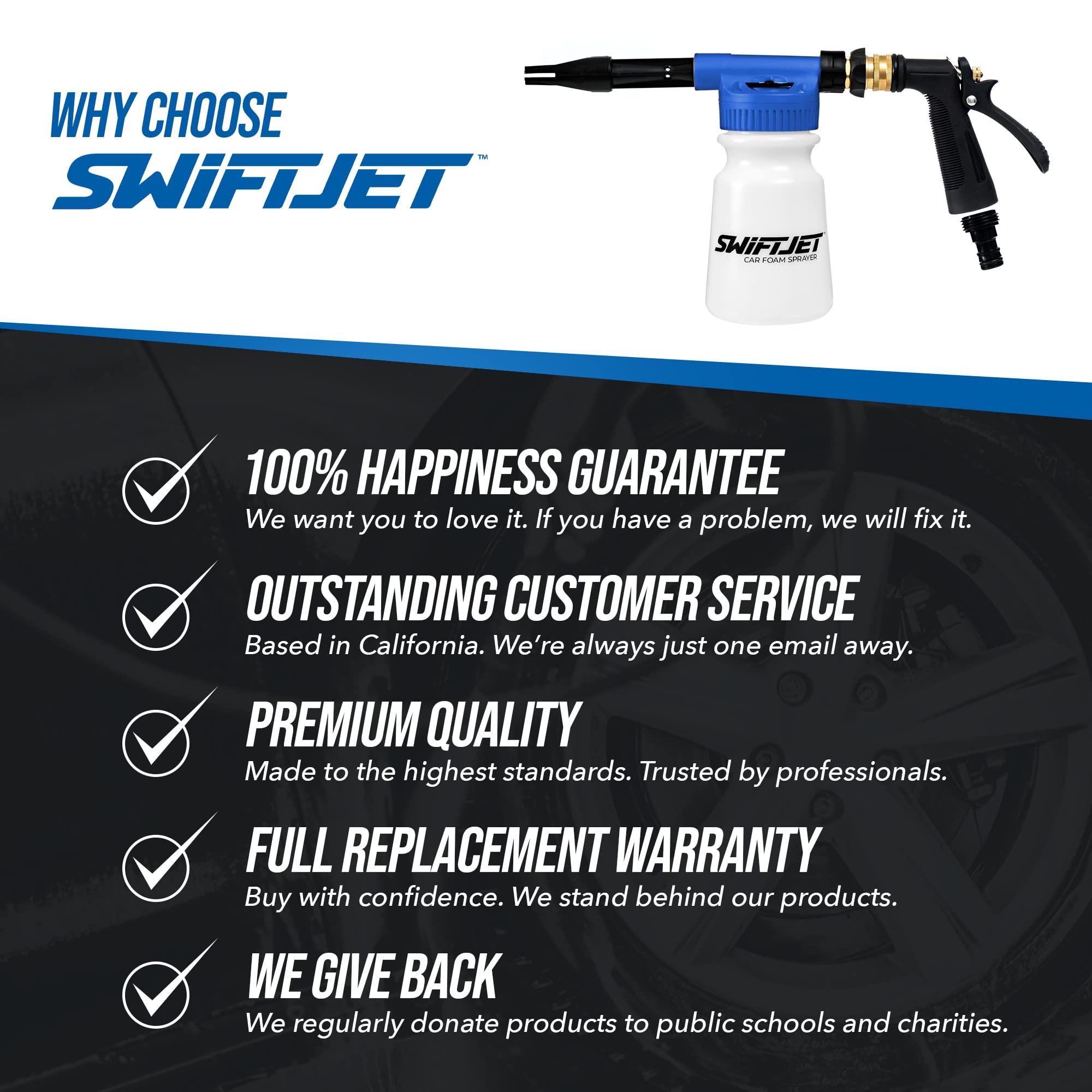 SwiftJet kit used in driveway delivering fast, efficient vehicle wash