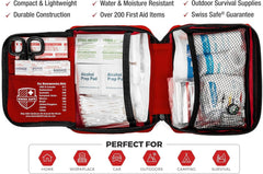 Swiss Safe close-up of bandages and gauze highlighting wound care readiness
