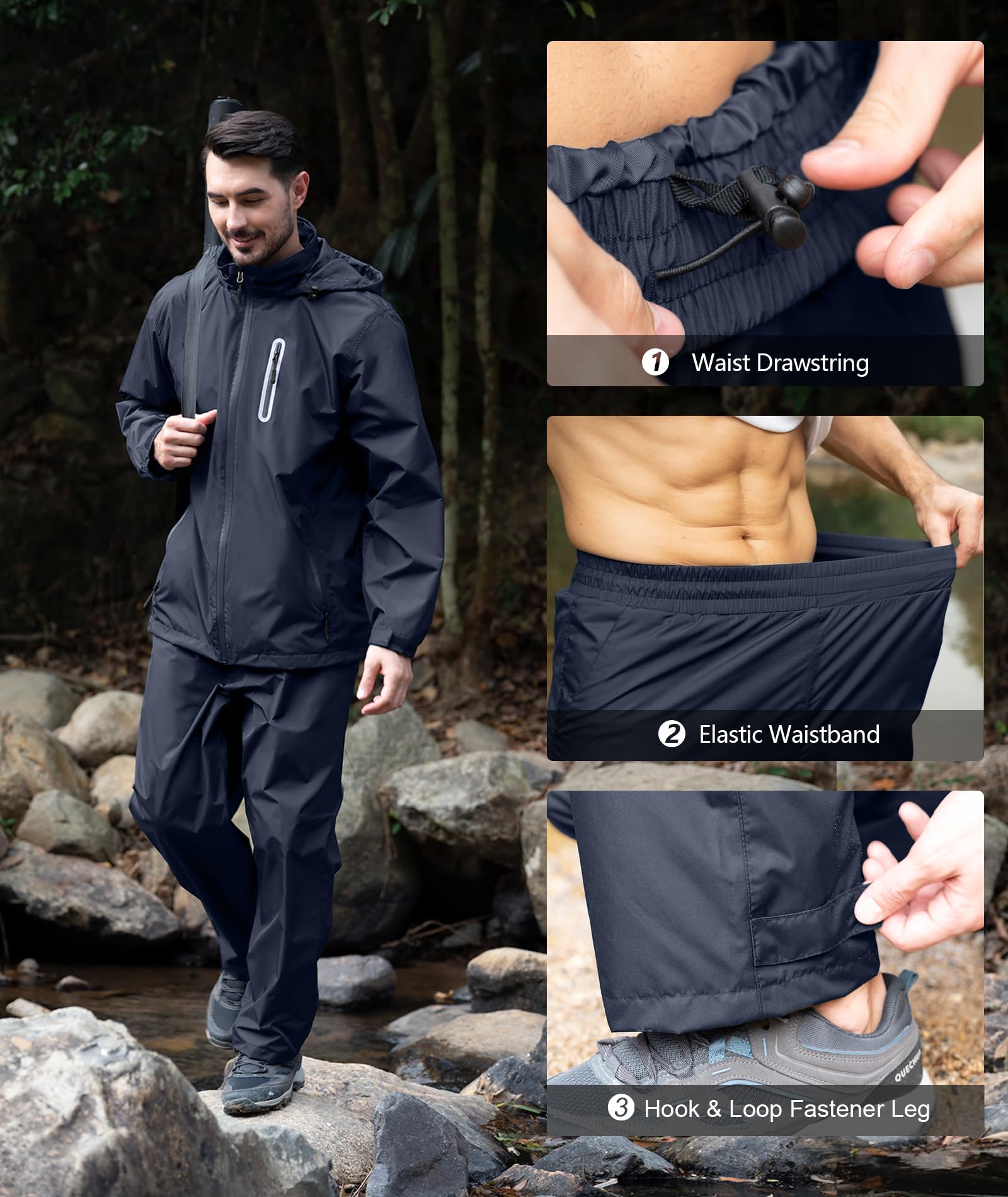 SWISSWELL golfer wearing rain suit on course showing mobility and weather readiness