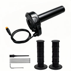 SWRXEarn front view of full twist throttle showing mount and grip, clear upgrade benefit