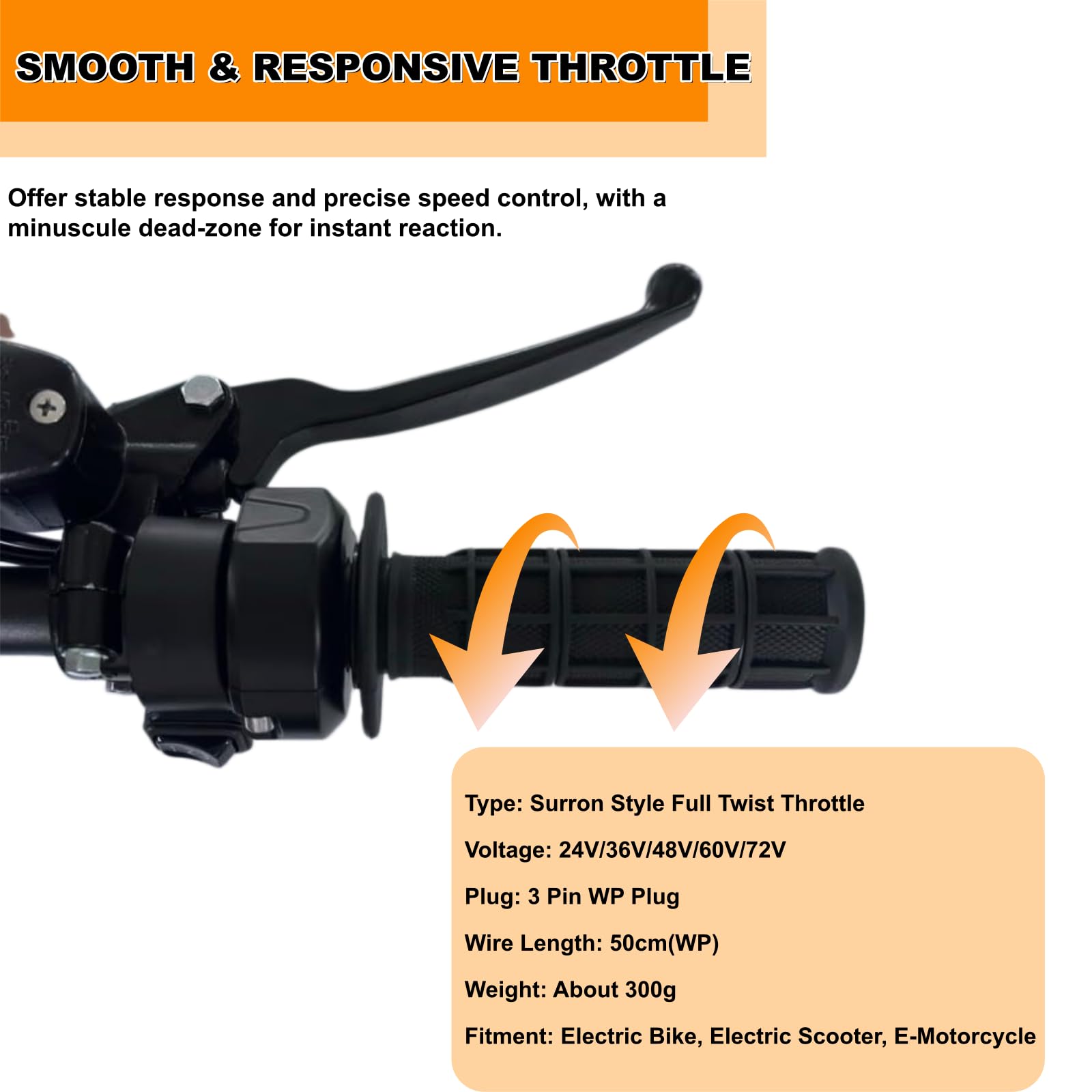 SWRXEarn throttle beside ruler showing dimensions for accurate fitment