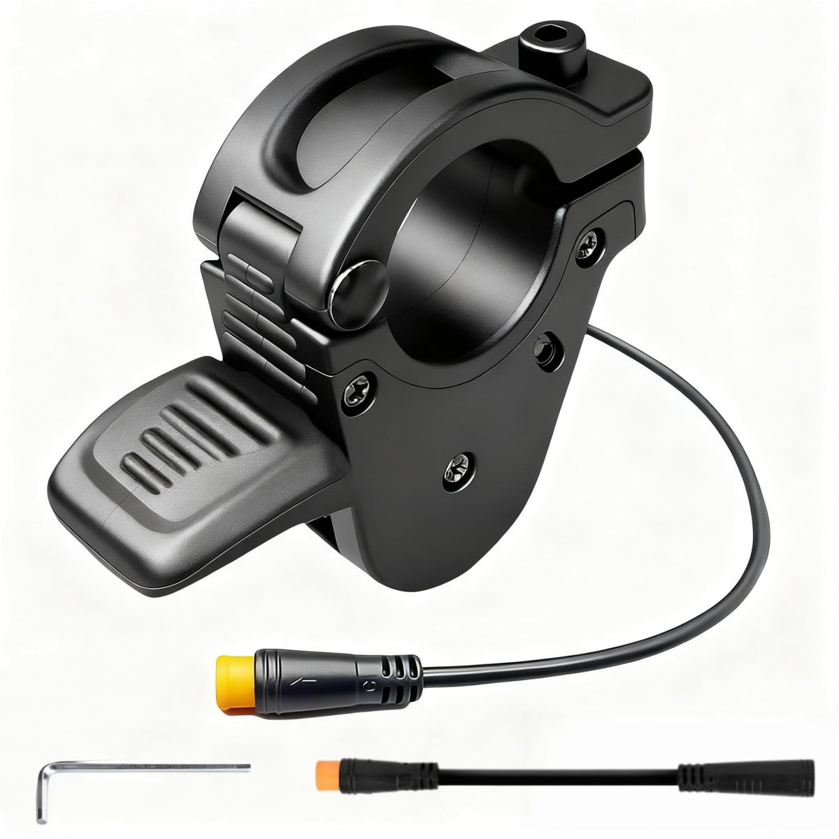 SWRXEarn front view showing compact throttle and ergonomic thumb pad for comfortable control