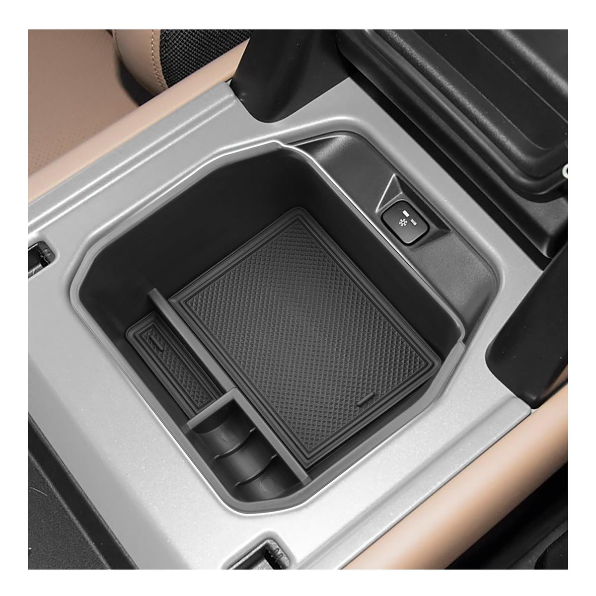 SXCY installed front view showing tidy Defender armrest and improved access