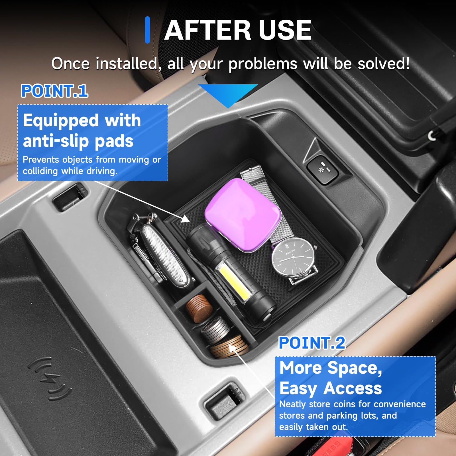SXCY phone compartment with smartphone demonstrating secure storage