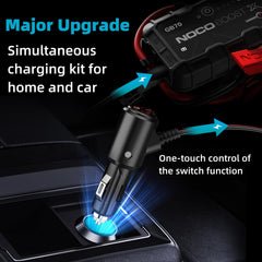 SYFLYH car charger with fuses showing vehicle charging safety and included spares