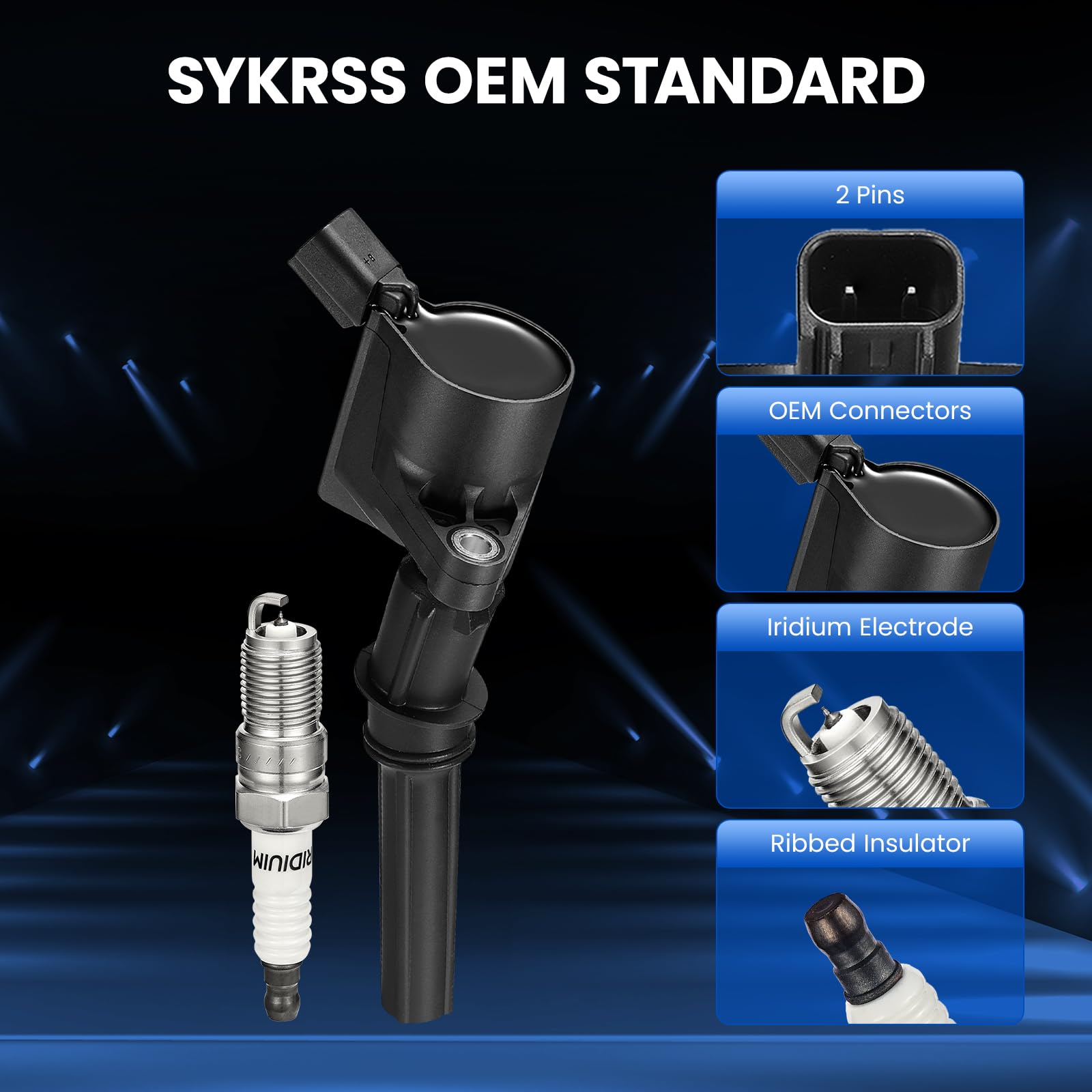 SYKRSS iridium spark plug tip detail showing long-life ignition performance