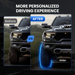 SYKRSS spacers installed on front wheel of Silverado, improves stance and handling