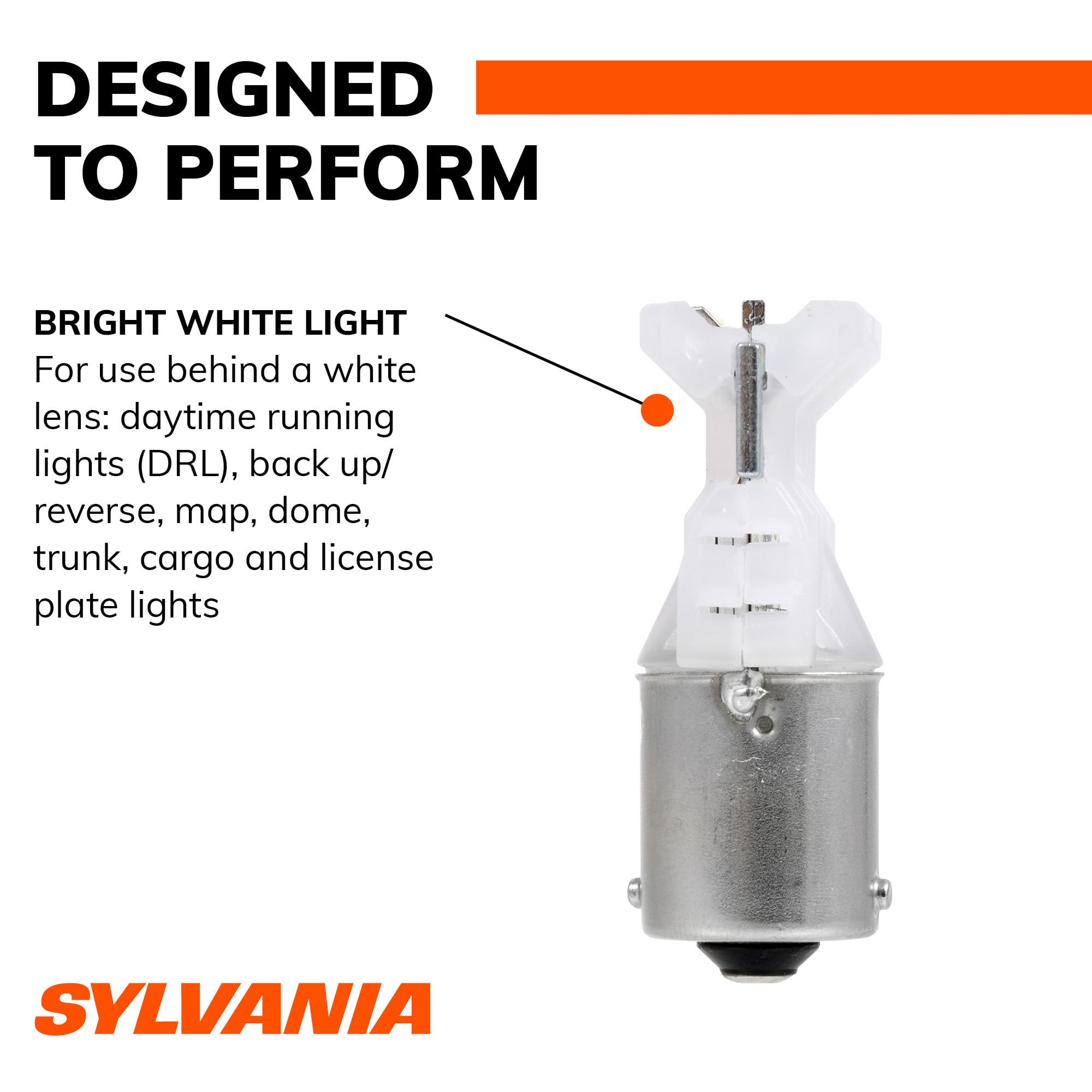 SYLVANIA 1156 LED beside incandescent bulb demonstrating compact size