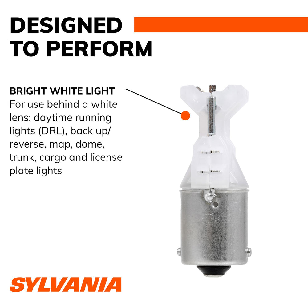 SYLVANIA 1156 LED beside incandescent bulb demonstrating compact size