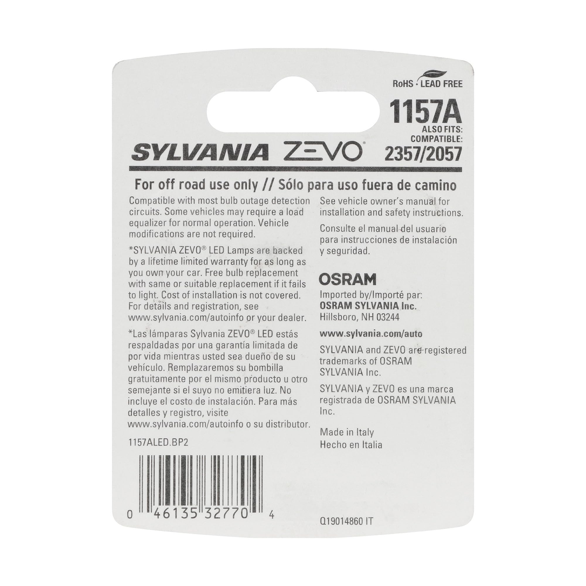SYLVANIA 1157 ZEVO LED bulb close-up highlighting lens and build quality for durability
